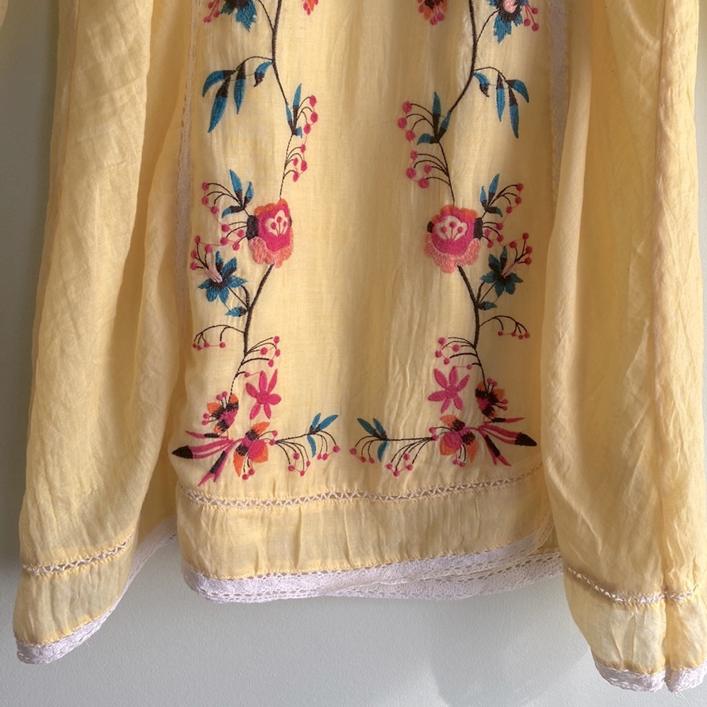 Umgee Floral Embroidered Boho Loose Fit Ruffle Sleeve Mini Dress - Picture 5 of 11